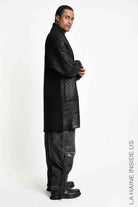 3K M1298 Coat - Black Comfort Bouclé Thickness 3 Handcrafted Laminated Reversible Made in Italy