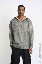 3K M1299 Sweatshirt - Beige Oversized Bouclé Thickness 3 Handcrafted Laminated Treatment Made in Italy