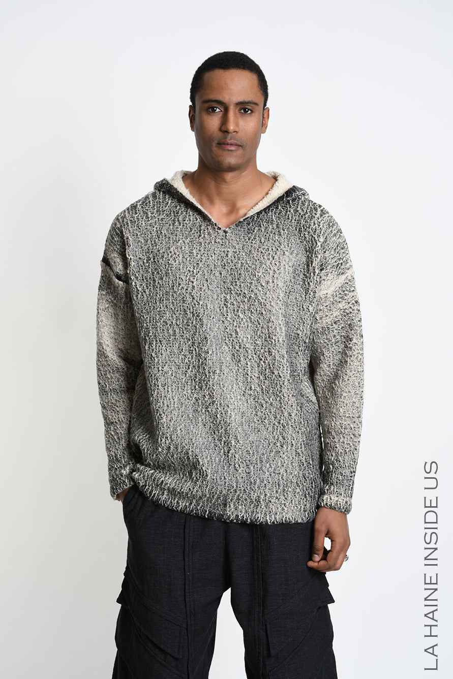 3K M1299 Sweatshirt - Beige Oversized Bouclé Thickness 3 Handcrafted Laminated Treatment Made in Italy