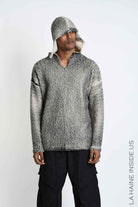3K M1299 Sweatshirt - Beige Oversized Bouclé Thickness 3 Handcrafted Laminated Treatment Made in Italy