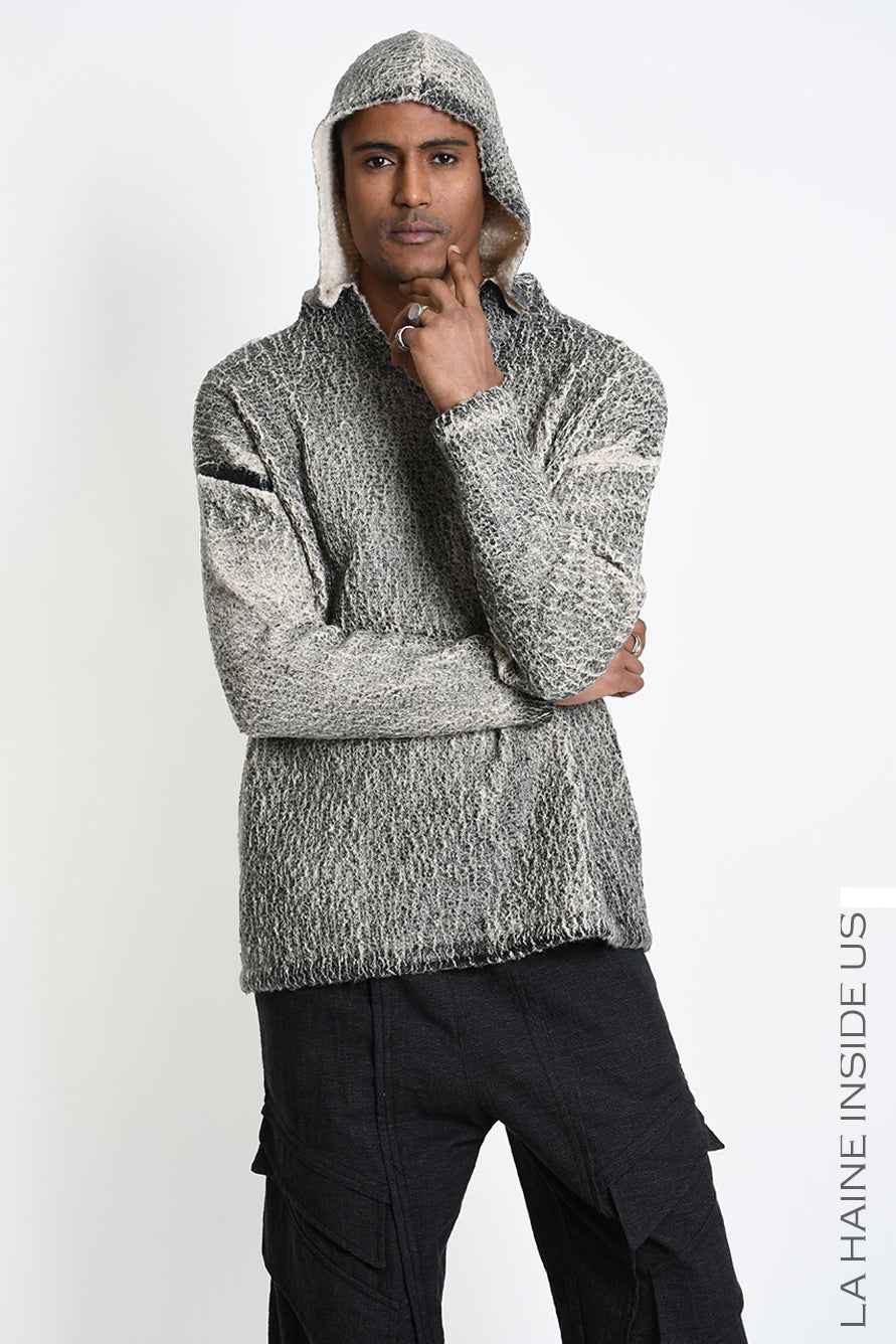 3K M1299 Sweatshirt - Beige Oversized Bouclé Thickness 3 Handcrafted Laminated Treatment Made in Italy