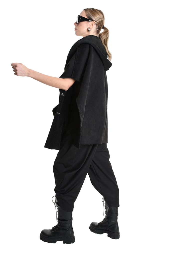 3- M1169 GILET/CAPPA Over Ecomontone Doubleface UNISEX U Black TEPHRA