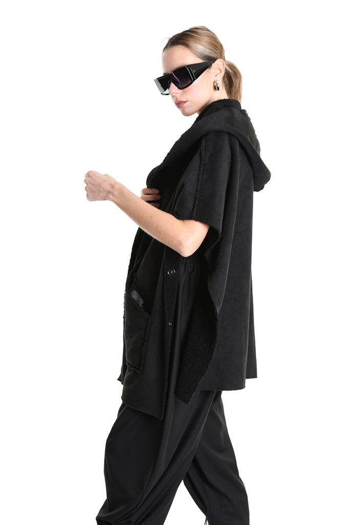 3- M1169 GILET/CAPPA Over Ecomontone Doubleface UNISEX U Black TEPHRA