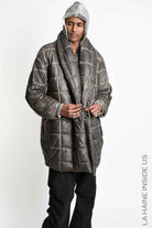 3- M1290 DOWN JACKET Oversized in Cold-Dyed Nylon Mud