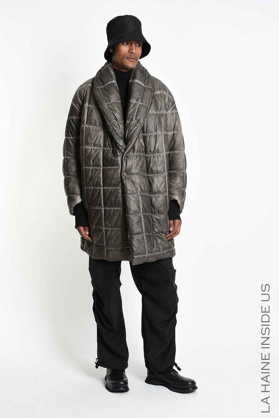 3- M1290 DOWN JACKET Oversized in Cold-Dyed Nylon Mud