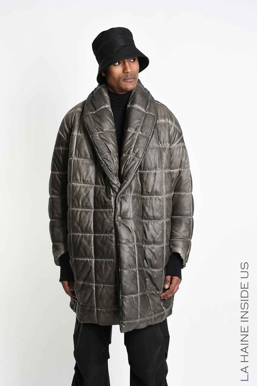 3- M1290 DOWN JACKET Oversized in Cold-Dyed Nylon Mud