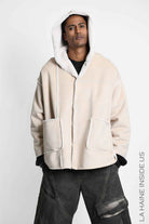 3- M1292 SPORT JACKET Over Double-Face Eco-Shearling Ecru