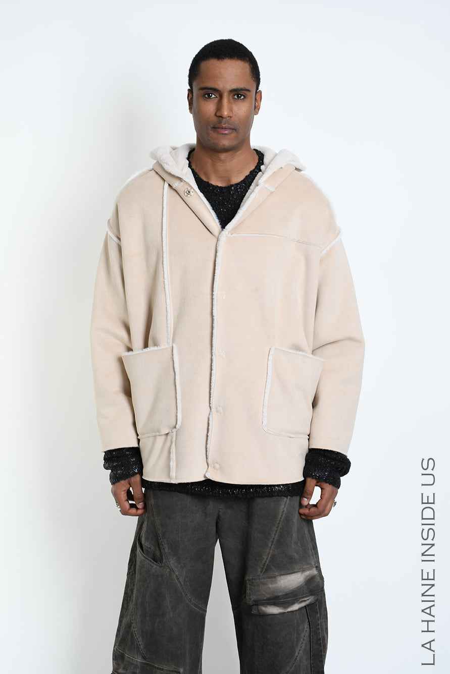 3- M1292 SPORT JACKET Over Double-Face Eco-Shearling Ecru