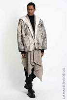 3- M1293 SPORT JACKET Over Marbled Double-Face Eco-Shearling Grey