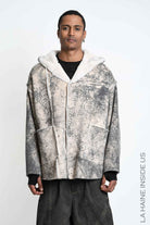 3- M1293 SPORT JACKET Over Marbled Double-Face Eco-Shearling Grey