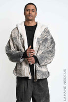 3- M1293 SPORT JACKET Over Marbled Double-Face Eco-Shearling Grey