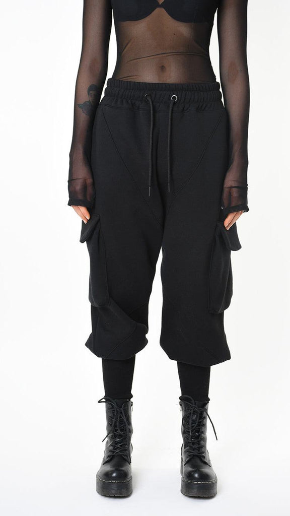 A33M LM20225 TROUSER Cargo Fleece Gauze 480gr. UNISEX D Black.