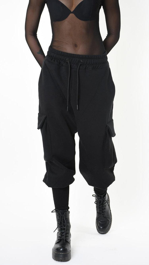 A33M LM20225 TROUSER Cargo Fleece Gauze 480gr. UNISEX D Black.