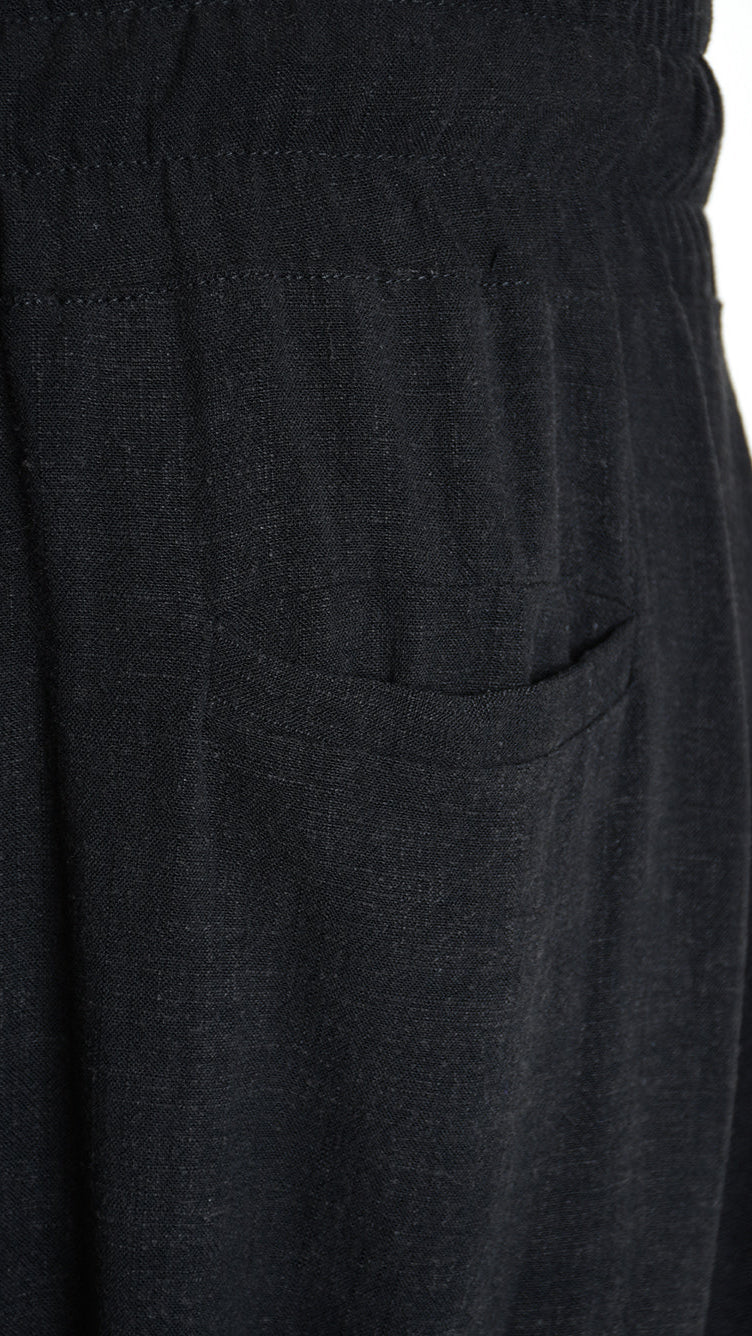 A33M M101125 PANT / SHORT Over Viscose Linen UNISEX U Black