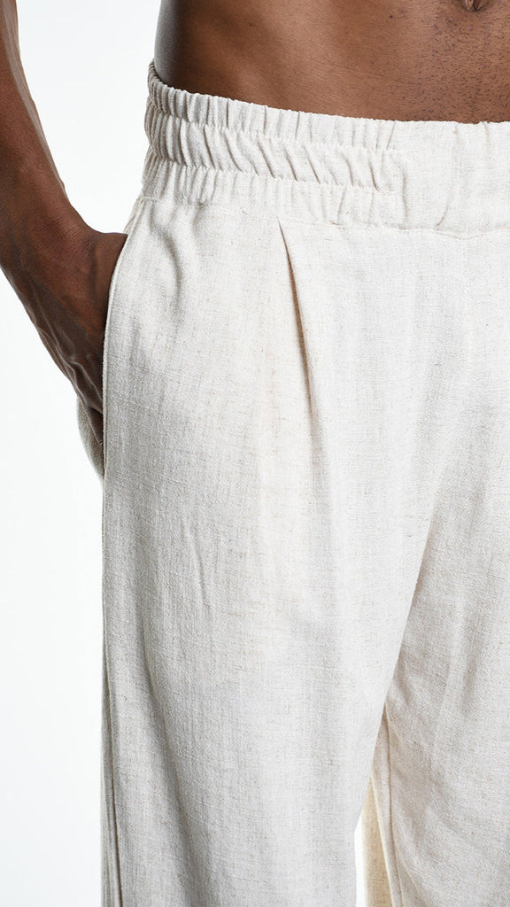 A33M M101225 Trouser in viscose linen with elastic waist and pockets.