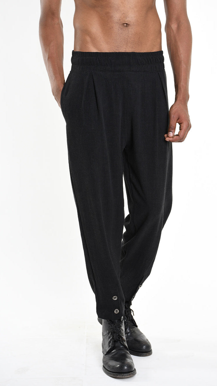 A33M M101225 TROUSER Regular Viscose Linen Black