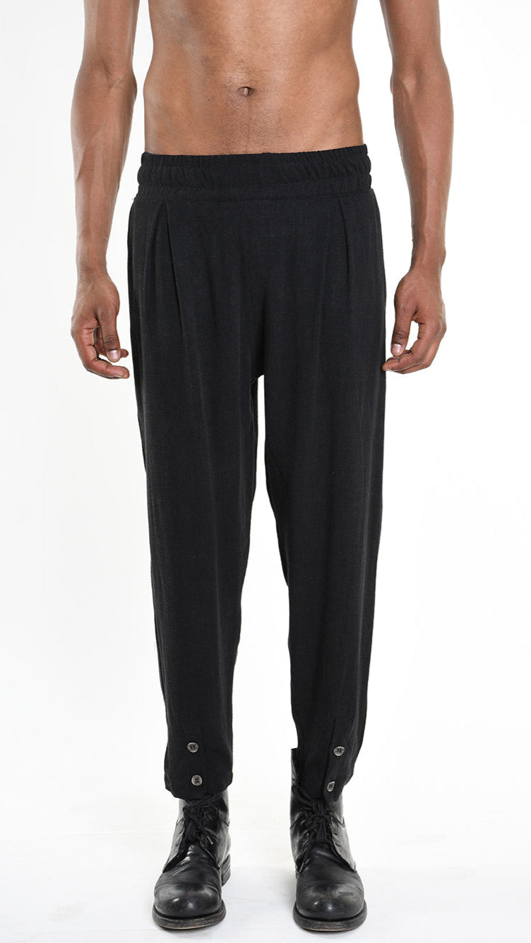 A33M M101225 TROUSER Regular Viscose Linen Black