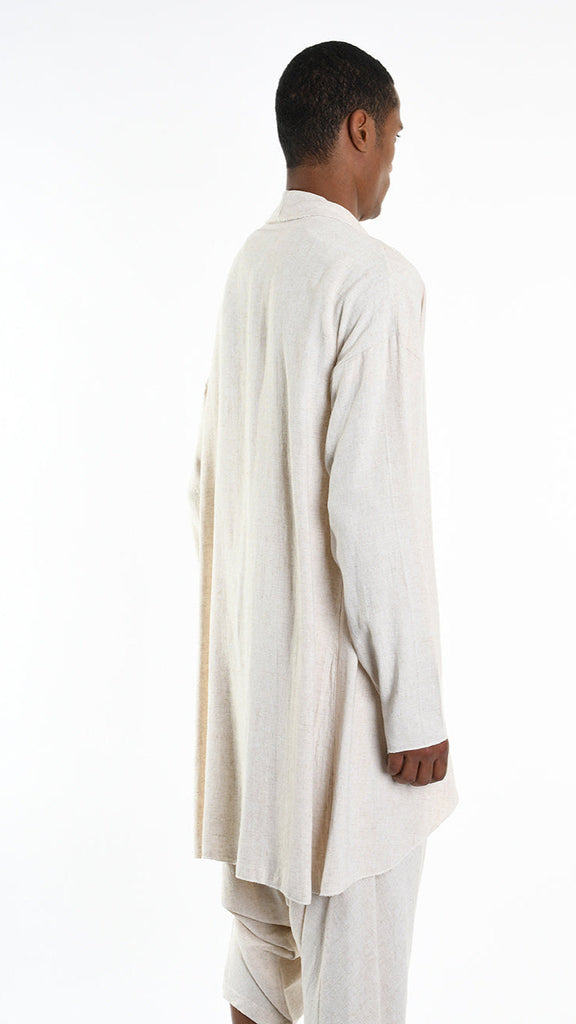 Unisex A33M M101325 CARDIGAN in ecru, made from viscose and linen.