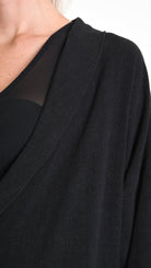 A33M M101325 CARDIGAN Comfort Viscose Linen UNISEX D Black