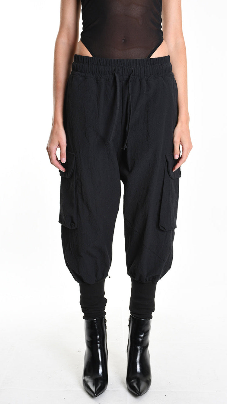 A33M M101525 TROUSER Baggy Cotton Jacquard UNISEX D Black