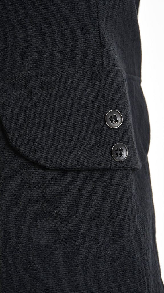 A33M M101525 TROUSER baggy black jacquard with button detail.