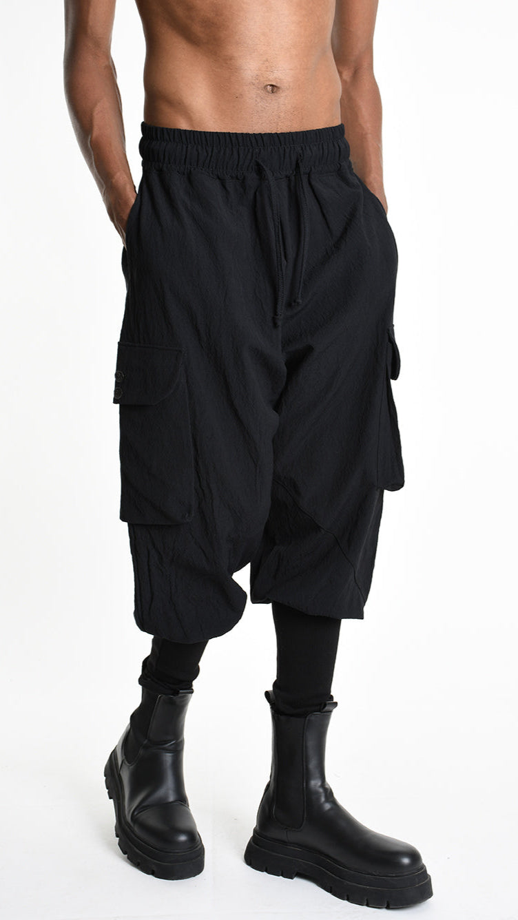 A33M M101525 TROUSER Baggy Cotton Jacquard UNISEX U Black