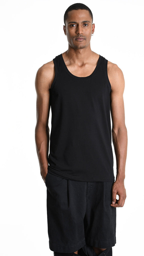 A33M M107225 Tanktop in black cotton, featuring LA HAINE INSIDE US design, made in Italy.