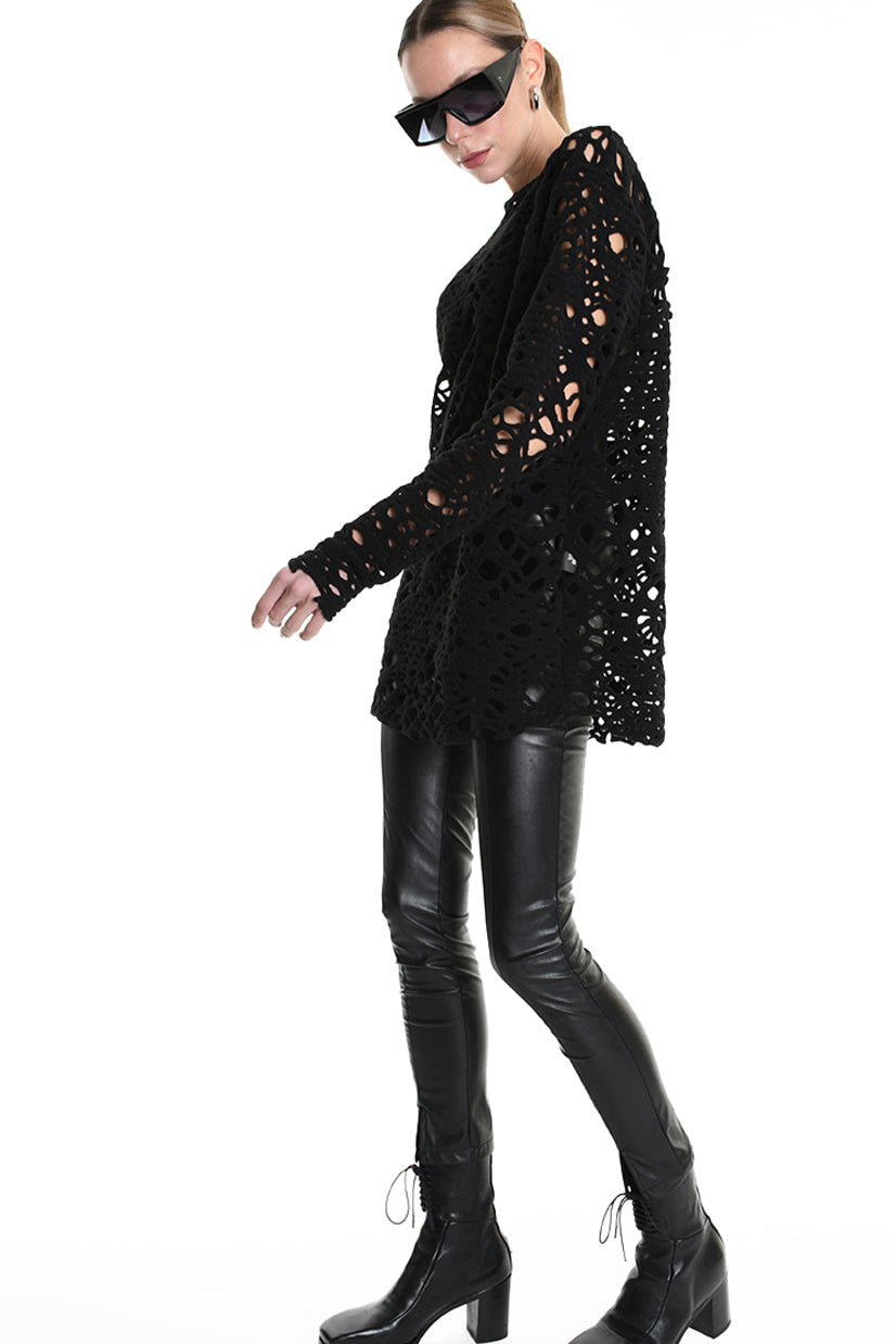 3M M1159 OPENWORK WOOL-BLEND SWEATER 430g UNISEX U Black LA HAINE INSIDE US