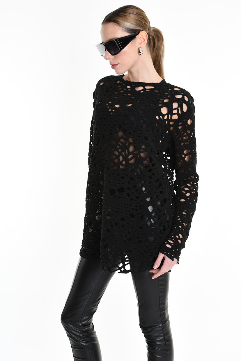 3M M1159 OPENWORK WOOL-BLEND SWEATER 430g UNISEX U Black LA HAINE INSIDE US