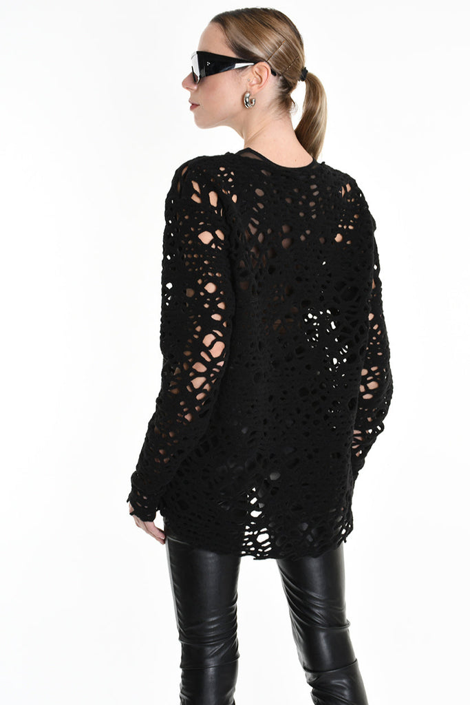 3M M1159 OPENWORK WOOL-BLEND SWEATER 430g UNISEX U Black LA HAINE INSIDE US