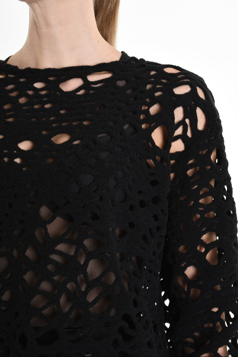 3M M1159 OPENWORK WOOL-BLEND SWEATER 430g UNISEX U Black LA HAINE INSIDE US