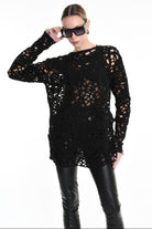 3M M1159 OPENWORK WOOL-BLEND SWEATER 430g UNISEX U Black LA HAINE INSIDE US