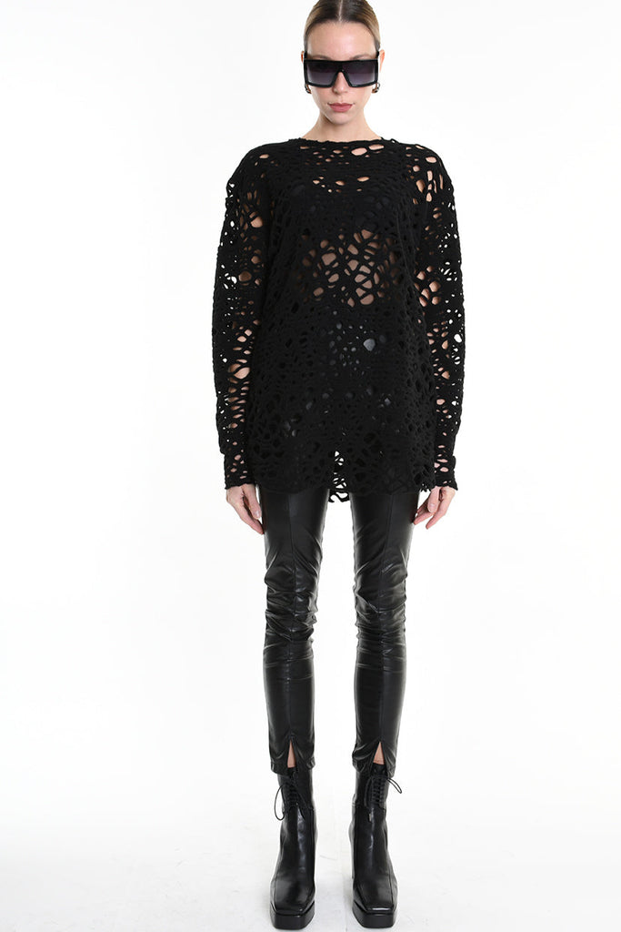 3M M1159 OPENWORK WOOL-BLEND SWEATER 430g UNISEX U Black LA HAINE INSIDE US