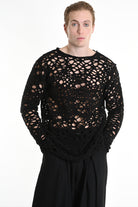 3M M1159 OPENWORK WOOL-BLEND SWEATER 430g UNISEX U Black LA HAINE INSIDE US