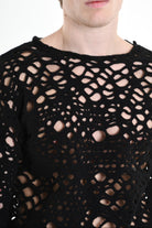 3M M1159 OPENWORK WOOL-BLEND SWEATER 430g UNISEX U Black LA HAINE INSIDE US