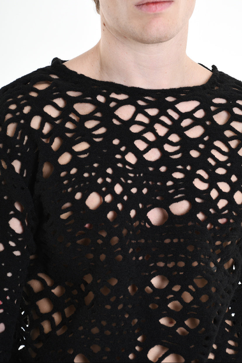 3M M1159 OPENWORK WOOL-BLEND SWEATER 430g UNISEX U Black LA HAINE INSIDE US