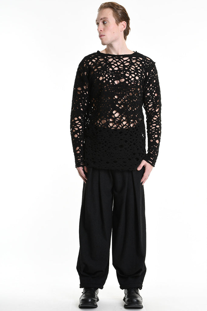 3M M1159 OPENWORK WOOL-BLEND SWEATER 430g UNISEX U Black LA HAINE INSIDE US