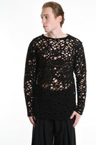 3M M1159 OPENWORK WOOL-BLEND SWEATER 430g UNISEX U Black LA HAINE INSIDE US