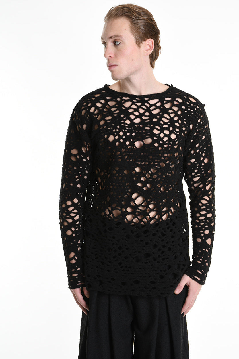 3M M1159 OPENWORK WOOL-BLEND SWEATER 430g UNISEX U Black LA HAINE INSIDE US