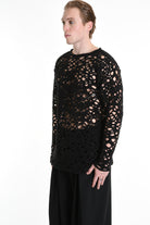 3M M1159 OPENWORK WOOL-BLEND SWEATER 430g UNISEX U Black LA HAINE INSIDE US