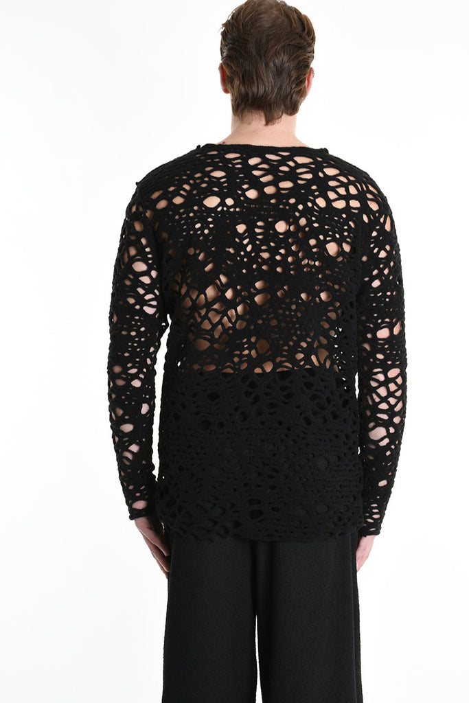 3M M1159 OPENWORK WOOL-BLEND SWEATER 430g UNISEX U Black LA HAINE INSIDE US