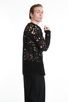 3M M1159 OPENWORK WOOL-BLEND SWEATER 430g UNISEX U Black LA HAINE INSIDE US