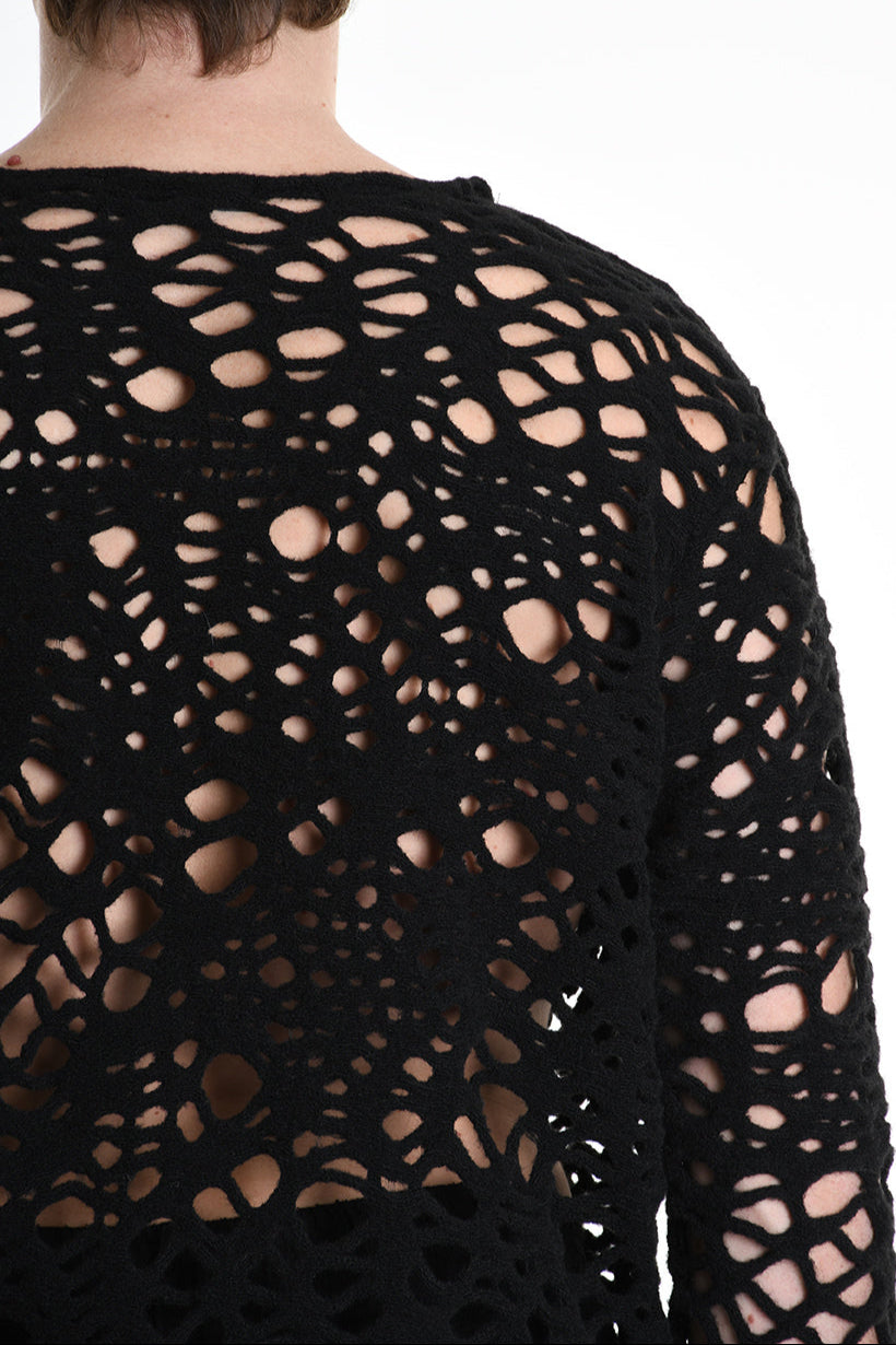 3M M1159 OPENWORK WOOL-BLEND SWEATER 430g UNISEX U Black LA HAINE INSIDE US