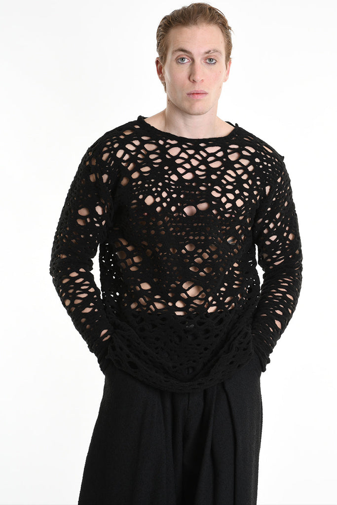 3M M1159 OPENWORK WOOL-BLEND SWEATER 430g UNISEX U Black LA HAINE INSIDE US