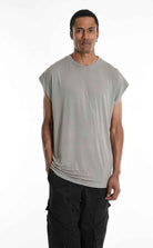 3M M1242 Tank Top - Mud Regular Bamboo Front Cut Detail Italian Men's