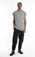 3M M1242 Tank Top - Mud Regular Bamboo Front Cut Detail Italian Men's