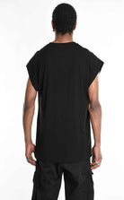 3M M1242 Tank Top - Black Regular Bamboo 96% Front Cut Detail Italian Men's