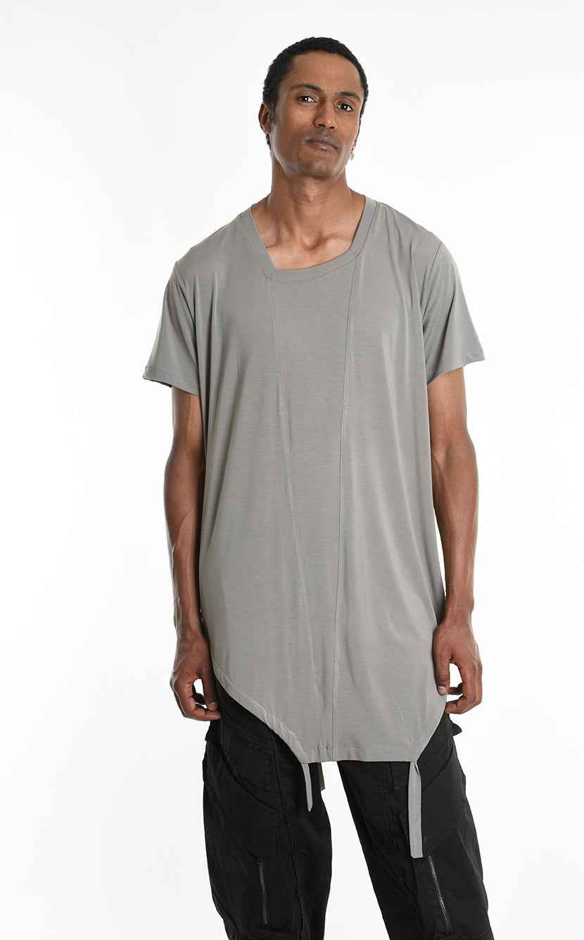 LA HAINE INSIDE US M1243 Tank Top - Mud Bamboo Regular Fit Front Cuts Italian Men's