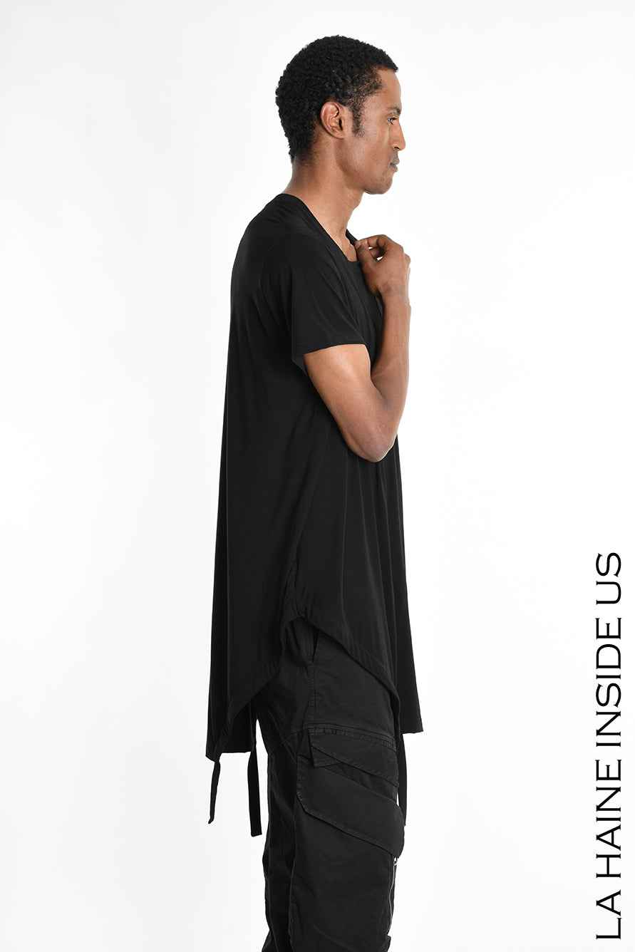 LA HAINE INSIDE US M1243 Tank Top - Black Bamboo Regular Fit Front Cuts Italian Men's
