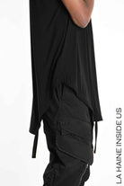 LA HAINE INSIDE US M1243 Tank Top - Black Bamboo Regular Fit Front Cuts Italian Men's